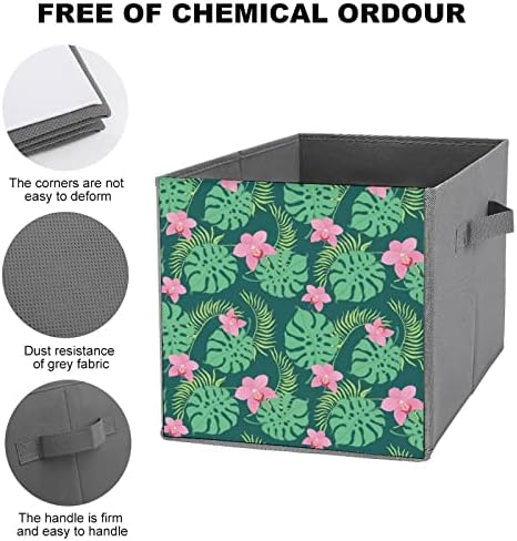 Тропическа Палма Hibiscus Големи Кубчета, Кутии За Съхранение Сгъваем Платно Кутия За Съхранение на Гардероб Организаторите за