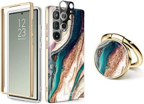 Комплект GVIEWIN Marble - Съвместим с Samsung Galaxy S23 Ultra 6,8 инча [Без вградени защитни фолиа] + държач за пръстени телефон (Dreamland