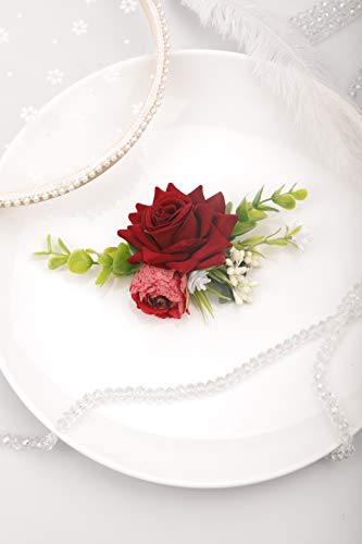 Kercisbeauty сватбени бордо тъмно-червени щипки за гребен във формата на цвете, булчински цветя шапки, аксесоари за коса, за жени