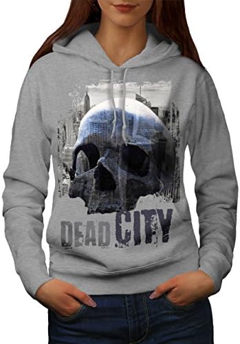 wellcoda Dead City Skull Модни Дамски Hoody С качулка, Градска Hoody С качулка