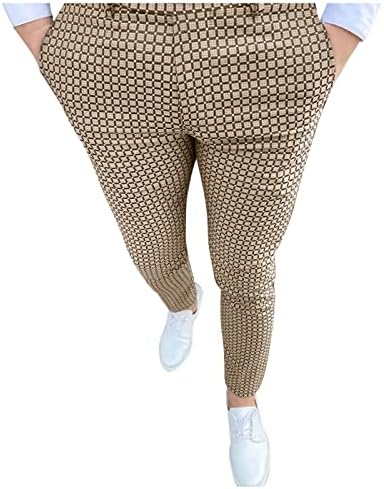 Мъжки Панталони-Участък-рокли Slim Fit Каре Бизнес Панталон Еластичен Костюм За Голф Панталони Ежедневни Джобовете на Тесните