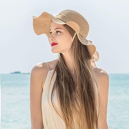Дамски солнцезащитная сламена шапка NEARTIME с широка периферия, UV-UPF 50, лятна шапка, сгъваема плажна шапка с панти капак за жени