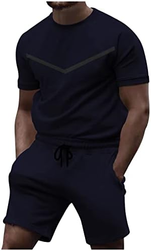 Мъжки Спортни костюми WENKOMG1 от две части, Однотонная Тениска с къс ръкав и къси Панталони, Подходящи Един Приятел, Спортни