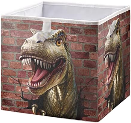 Emelivor Кутия за съхранение на кубчета с Динозавром, тухлена стена, Сгъваеми Кубчета за съхранение, Водоустойчив кош за играчки, органайзер за кубчета, Кутии за играчк