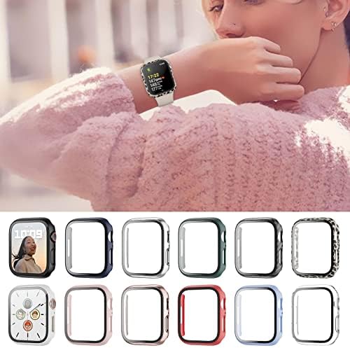 Твърд калъф от 5 опаковки за Apple Watch SE 40 мм 2022 Series 6 Series, 5 Series 4 с предпазно фолио от закалено стъкло, изключително