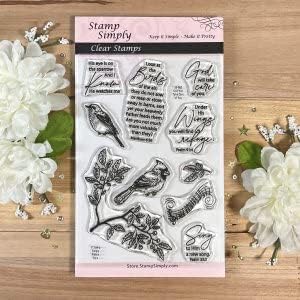 Печат Simply Clear Stamps - Бог се грижи за вас, от Пеене на птици, Клони и костите (2 опаковки) Листове с размери 4x6 инча