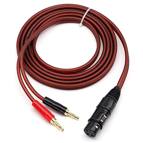 Акустичен кабел QONIA XLR-Банан, аудио кабел с XLR 3-контактна розетка и два конектори тип Банан, Позлатени 4-мм щекер за XLR3 Pro HiFi