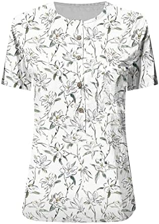 Риза на широко Райе, Дамска Лятна Блуза, Копчета С Цветя Модел, Къс Ръкав, Удобни, Елегантни Ризи, Блузи-на Матката
