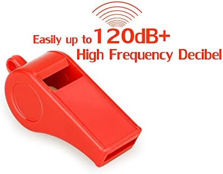 Червени предупредителни звънци Hipat с каишка, силен ясен звук, 12 опаковки Пластмасови свистков на Едро Са идеални за спасители,