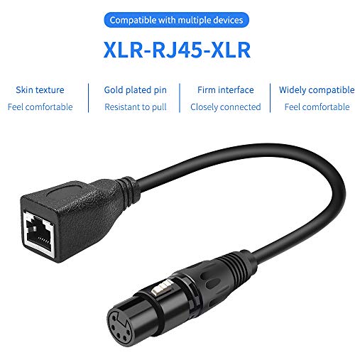 SiYear XLR 5-пинов кабел-адаптер RJ-45 XLR 5-пинов щепсел за RJ-45 и XLR 5-пинов щепсел за RJ-45 Женски кабел-конвертор DMX Ethernet Adapter (1 комплект / 2 опаковки)