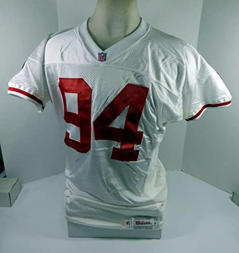 1995 San Francisco 49ers Дана Стабблфилд 94 Публикувано в бялата фланелка № 52 - Използваните тениски за игри NFL без подпис