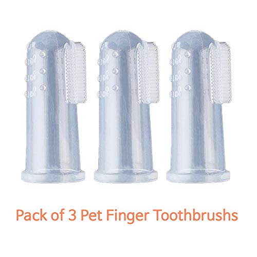 Четка за зъби SEUNN Dog Fingerbrush -четка за Зъби за кучета и котки -Комплект от 3 Зъбни четки с дръжки за грижа за устната кухина за всички домашни любимци, Прозрачни, един ра?