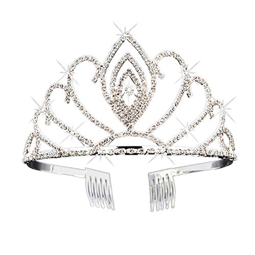 Сватбена тиара с кристали HIPIHOM, диадема-корона, превръзка на главата, рожден ден, Хелоуин, аксесоари за партита, сребро