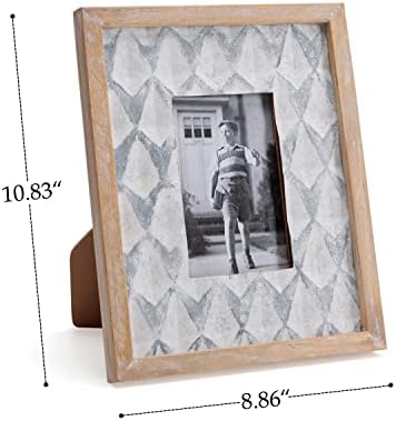 Рамка за снимки NIKKY HOME Farmhouse в стил Бохо от поцинкована стомана 4x6, Дървена Рамка за снимки в Селски стил с Очукан бяла тапицерия, Стъкло с висока резолюция за вашия д?