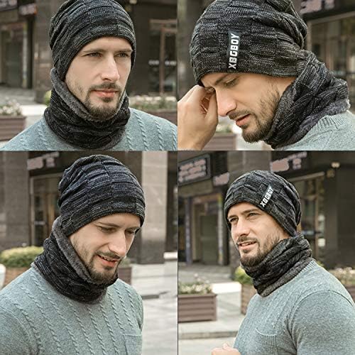 Зимна шапка шапка шал комплект за мъже, жени, топло руното капачка череп на шапката е дебела шия по-топла, Зимна подаръчен комплект