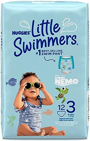 Малките плувци Размер на 3 (16-26 кг) Малки памперси за плуване, от 12 парчета + Бонус опаковка чувствителни бебешки кърпички,