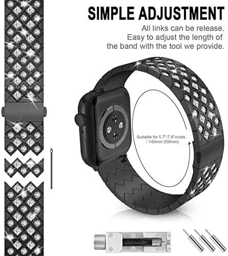 bminen Съвместим с Apple Watch Band 38 мм 40 мм 41 мм, женски гривна с Диаманти и кристали От Неръждаема Стомана, метална Каишка За iWatch