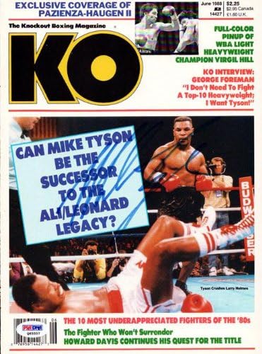 Реколта корица на боксов влезете Майк Тайсън KO с автограф на PSA/DNA Q65557 - Боксови списания с автограф
