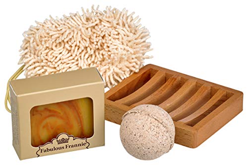 Подарък кошница Невероятния Frannie All Natural Patchouli включва сапун в 4 унции, Бомбочку за баня 2,75, сапун ястие и сапунена