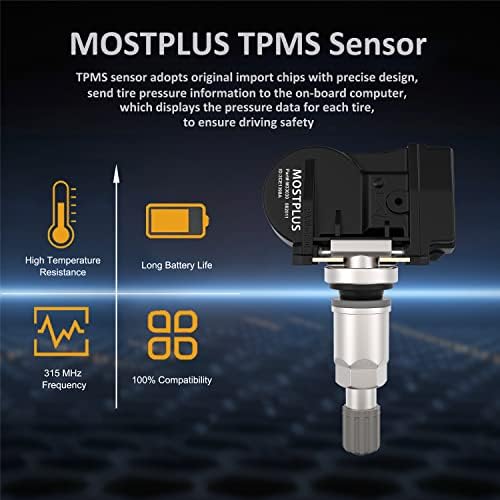 MOSTPLUS 52933-2000 52933-1000 Сензор, система за контрол на налягането в гумите (TPMS) 315 Mhz, съвместим с 2010-2014 Hyundai Kia (комплект от 4)