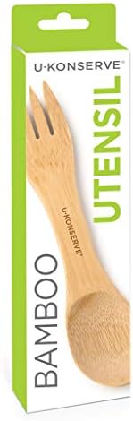 U, Консервирани бамбук прибори Spork - Лъжица и вилица за прибори за хранене за еднократна употреба - Естествено леко дърво