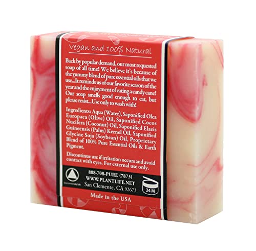 Сапун Plantlife Candy Cane в 6 опаковки - Овлажняващ и успокояващ сапун за вашата кожа, Изработено е ръчно с използването на растителни