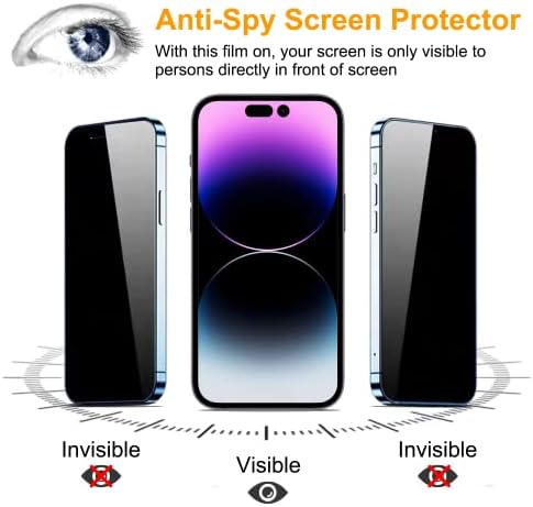 Pehael [2 + 2] Защитно фолио за екран неприкосновеността на личния живот на iPhone 14 Pro Max със защита на обектива на