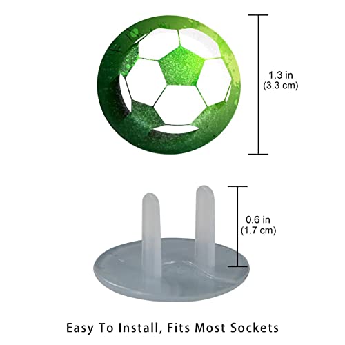 Футболни Футболни Зелени Спортни капачки за контакти 12 Бр. - Защитни капачки за контакти, за деца – Здрави и устойчиви – Лесно да