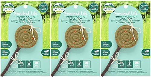 Oxbow Animal Health 3 Опаковки, Обогатен с Дъвченето екстри Life Timothy Carrot Lollipop за малки животни