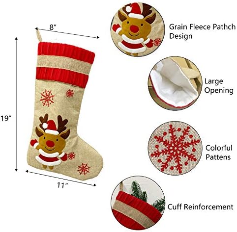 Коледни Чорапи, K-MLICE, 5 опаковки за семейството, 19Големи Коледни Чорапи от Зебло с Анимационни герои за Домашен интериор, Чорапи в