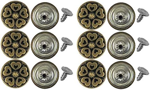 20 мм Месингови Дънкови Копчета с Цветето Мак, Без пришивания, 6 карата