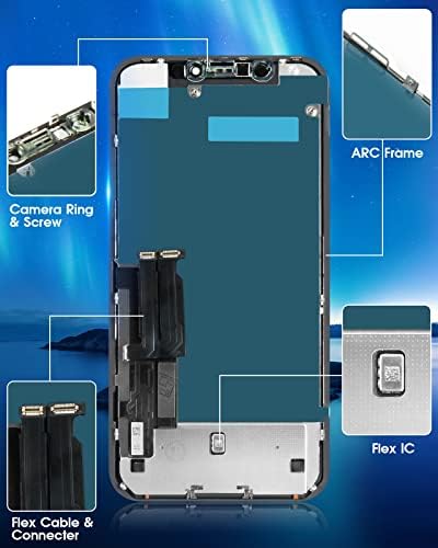 комплект за подмяна на екрана на iPhone XR, 6,1 дисплей с цифров преобразувател на екрана в събирането на 3D сензорен екран за iPhoneXR A1984, A2105, A2106, A2108, Безплатни Инструменти з?