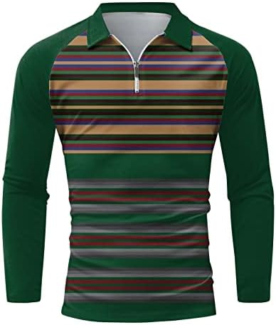 Мъжки Ризи Поло WOCACHI 2022 джоб с Дълъг Ръкав, Блузи за Голф в стил Мозайка с Цветен Блок, Ежедневни Дизайнерска Риза Muscle