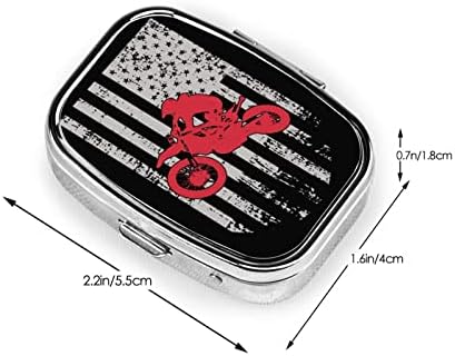 Флаг на САЩ Dirtbike Мотокрос Квадратен Мини-Калъф За Хапчета Пътен Органайзер За Лекарства Преносими Клон на Метална Кутия