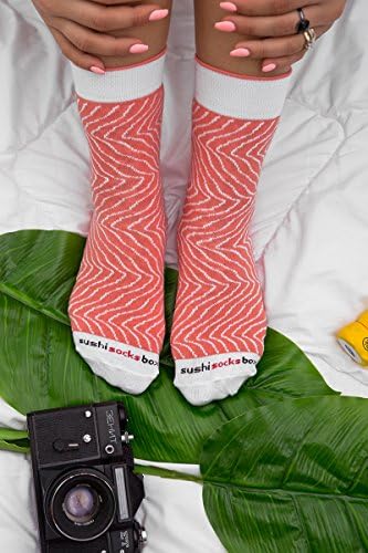 Чорапи Rainbow - Мъжки и женски - Кутия за чорапи за суши със сьомга - 1 чифт