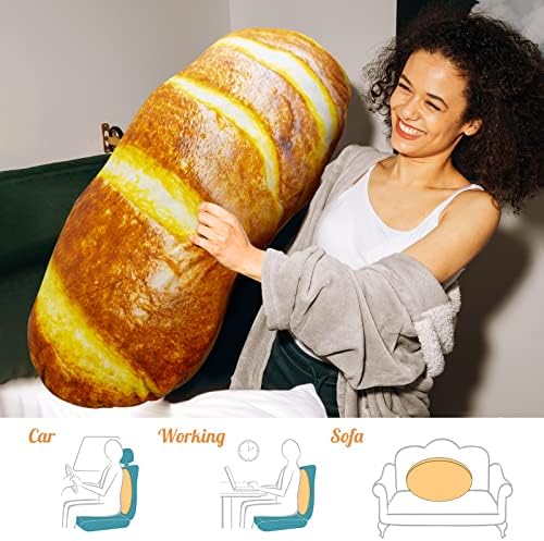QYA 3D Симулация Възглавница за хляб с масло за Смешно подарък, Плюшен възглавница за гърба, с хляб, с Дължина 32 инча, Сладък Хранителни