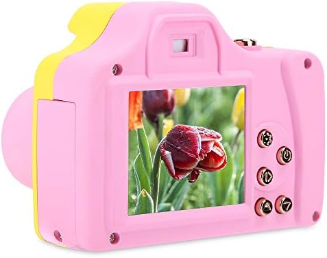 Детска рефлексен фотоапарат, детска камера, цифрова камера, играчки, подаръци за рожден ден за деца (розово-жълт)