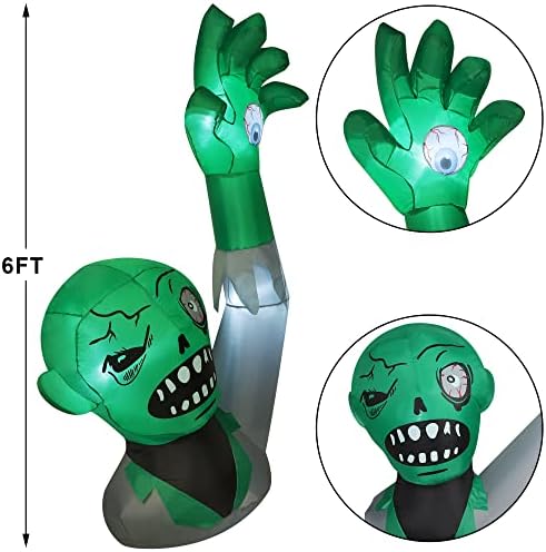 Надуваеми играчки DR.DUDU 6 МЕТРА, на Хелоуин, Зелени Зомбита, Зловещ Призрак-Разрушител, Надуваеми Декорации за Двор с led Осветление,
