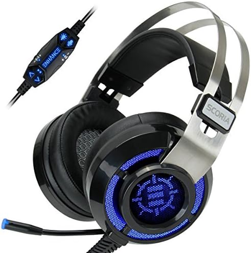 ПОДОБРЕНИ (втора употреба) Слушалки Scoria Computer Gaming Headset с обемен звук USB 7.1, вибрациите на ниски честоти, регулируема led подсветка, вградени елементи за управление и при