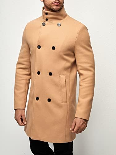 Якета, Мъжки Якета, Мъжки Двубортные Палто с наклонени джобове на Якета за Мъже (Цвят: каки, Размер: Голям)