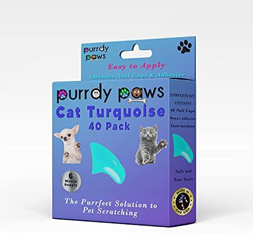 Purrdy Paws Доставя Меки Шапки за нокти на 6 месеца за котки Тюркоаз цвят със Средна плътност с Допълнителни лепила