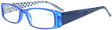 Eyekepper на пролетта панти, лък тел с дизайн на точки, правоъгълни очила за четене, ридеры синьо + 2,5