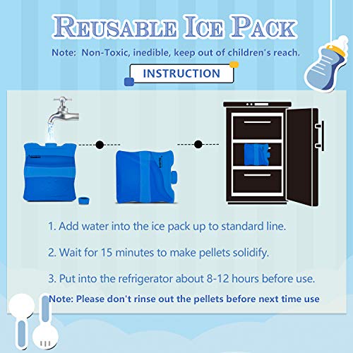 Чанта-хладилник Teamoy за кърма с пакет от лед, чанта за бебешки бутилки с капацитет до 4 големи бутилки по 9 грама и пакет с лед, който
