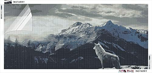 Instarry 5D САМ Диамантена Живопис Комплекти за Възрастни Голям е Размерът на Пълна Тренировка Снежна Планина и Вълк Мозайка Кристали