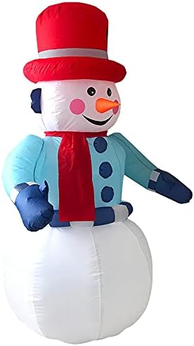 FBUPPNING 4 фута Коледен надуваем снежен човек външно вътрешно украса Син надуваем снежен човек Украса градинска поляна