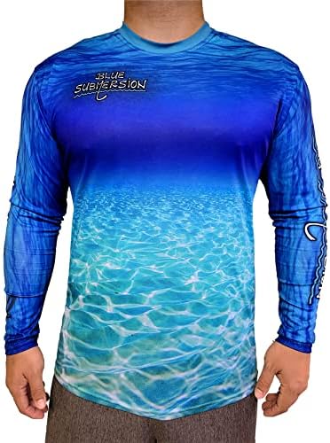 Синя Риза за Подводен Риболов с Дълъг Ръкав UV Sun Protection UPF 40 + Облекла за Мъже и Жени