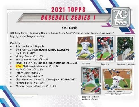 2021 Topps Series 1 Бейзболна Кутия за хоби Jumbo Box - Восъчни Опаковки За Бейзбол