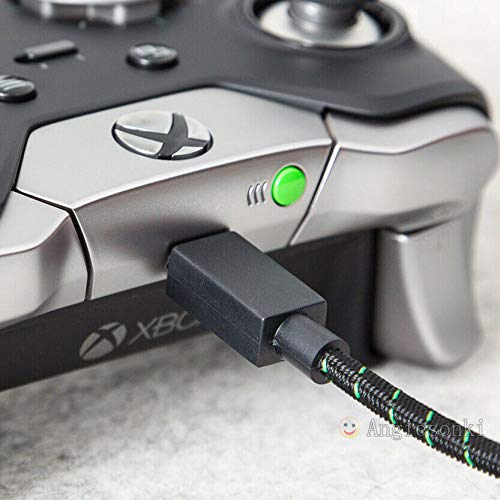 Автентичен 9-крак Сплетен Кабел за зареждане Micro USB за Microsoft Xbox One Elite Контролер захранващ Кабел Черен