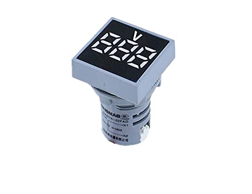 FEHAUK 22 мм Мини Цифров Волтметър Квадратен ac 20-500 В Волта Тестер за напрежение на електромера Led Лампи Дисплей (Цвят: бял)