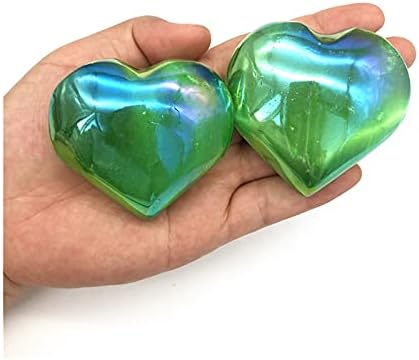 HEEQING AE216 1бр Червен, Зелен Титан на Аурата е Бяла Селенит Нарези Crystal Сърцето Полирани Лечебни Камъни Декоративни